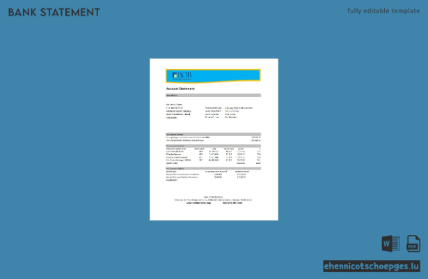 Beispiel-Excel-Vorschau eines Kontoauszugs der Bahamas Bank of the Bahamas